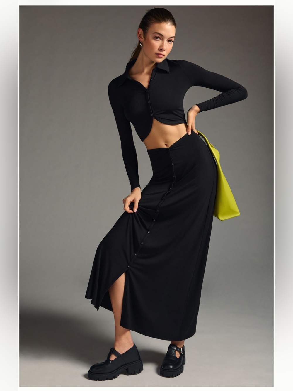 Favorite Daughter the Good for You Black Button-Down Maxi Skirt